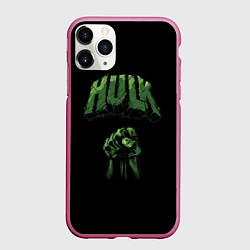 Чехол iPhone 11 Pro матовый Hulk punch, цвет: 3D-малиновый