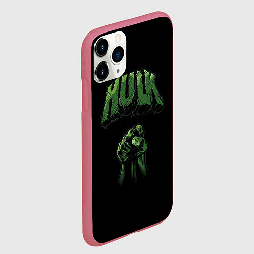 Чехол iPhone 11 Pro матовый Hulk punch / 3D-Малиновый – фото 2