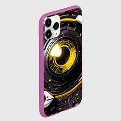 Чехол iPhone 11 Pro матовый Жёлтая сфера киберпанк, цвет: 3D-фиолетовый — фото 2