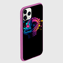 Чехол iPhone 11 Pro матовый Неоновый человек муравей, цвет: 3D-фиолетовый — фото 2