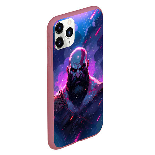 Чехол iPhone 11 Pro матовый Kratos - neon rain / 3D-Малиновый – фото 2