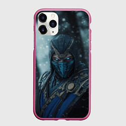Чехол iPhone 11 Pro матовый Subzero mortal kombat, цвет: 3D-малиновый