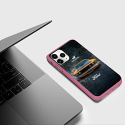 Чехол iPhone 11 Pro матовый Спортивный американский автомобиль Ford Mustang, цвет: 3D-малиновый — фото 2