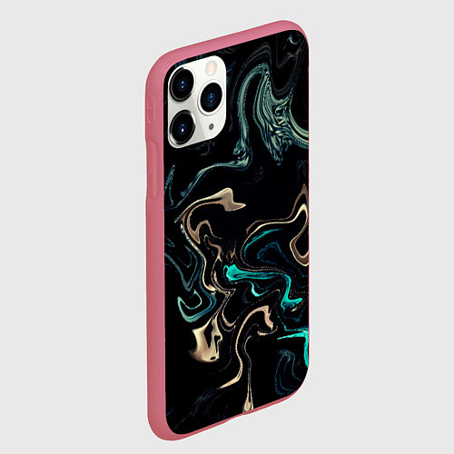 Чехол iPhone 11 Pro матовый Безумие волн / 3D-Малиновый – фото 2