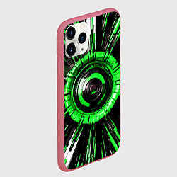 Чехол iPhone 11 Pro матовый Чёрно-зелёная сфера киберпанк, цвет: 3D-малиновый — фото 2