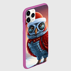 Чехол iPhone 11 Pro матовый Новогодняя кибер сова, цвет: 3D-фиолетовый — фото 2