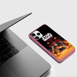 Чехол iPhone 11 Pro матовый Звездные войны - Скрытая угроза, цвет: 3D-малиновый — фото 2