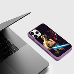 Чехол iPhone 11 Pro матовый Оби Ван и Энакин - Звездные войны, цвет: 3D-фиолетовый — фото 2