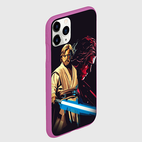 Чехол iPhone 11 Pro матовый Оби Ван и Энакин - Звездные войны / 3D-Фиолетовый – фото 2