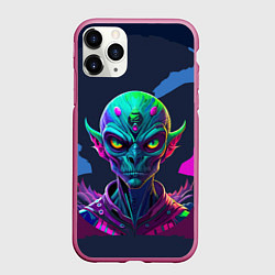 Чехол iPhone 11 Pro матовый Чужак с другой планеты, цвет: 3D-малиновый