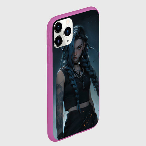 Чехол iPhone 11 Pro матовый Джинкс в реалистичном стиле / 3D-Фиолетовый – фото 2
