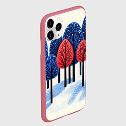 Чехол iPhone 11 Pro матовый Красно-синие елки, цвет: 3D-малиновый — фото 2
