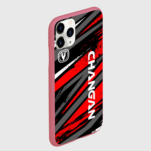 Чехол iPhone 11 Pro матовый Changan - Red sport / 3D-Малиновый – фото 2