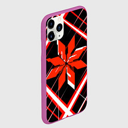 Чехол iPhone 11 Pro матовый Красно-белая звезда и полосы на чёрном фоне, цвет: 3D-фиолетовый — фото 2