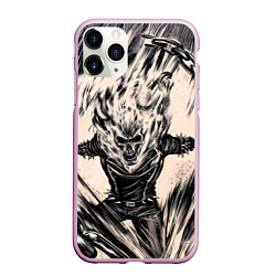 Чехол iPhone 11 Pro матовый Ghost Rider, цвет: 3D-розовый