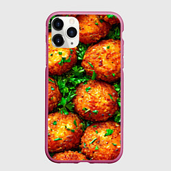 Чехол iPhone 11 Pro матовый Котлеты, цвет: 3D-малиновый