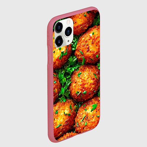 Чехол iPhone 11 Pro матовый Котлеты / 3D-Малиновый – фото 2