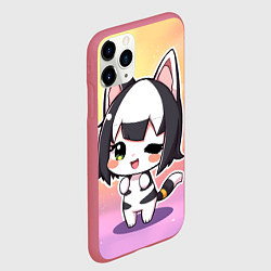 Чехол iPhone 11 Pro матовый Куроми на радужном фоне, цвет: 3D-малиновый — фото 2