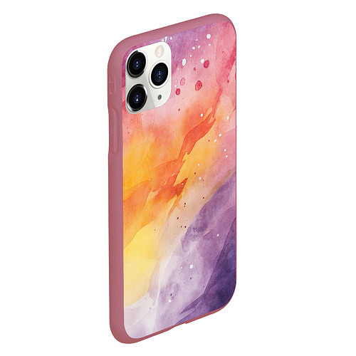 Чехол iPhone 11 Pro матовый Краски акварели / 3D-Малиновый – фото 2