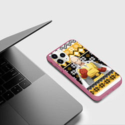 Чехол iPhone 11 Pro матовый One-Punch Man sweater, цвет: 3D-малиновый — фото 2