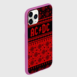 Чехол iPhone 11 Pro матовый ACDC christmas sweater, цвет: 3D-фиолетовый — фото 2