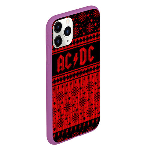 Чехол iPhone 11 Pro матовый ACDC christmas sweater / 3D-Фиолетовый – фото 2