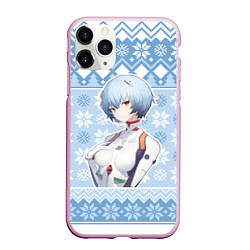 Чехол iPhone 11 Pro матовый Rei christmas sweater Evangelion, цвет: 3D-розовый