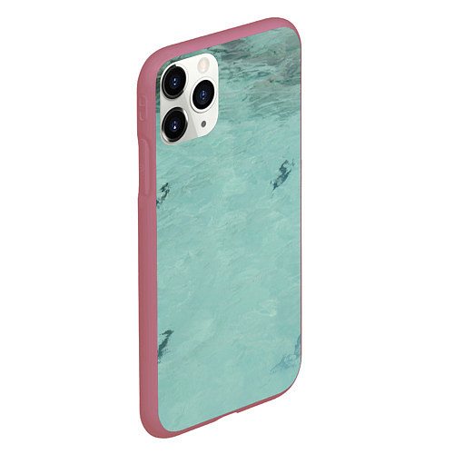 Чехол iPhone 11 Pro матовый Лагуна sea / 3D-Малиновый – фото 2