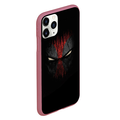 Чехол iPhone 11 Pro матовый Darkness Deadpool / 3D-Малиновый – фото 2