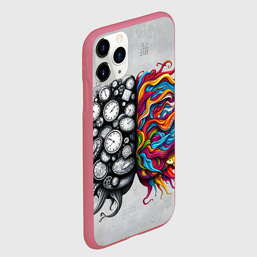 Чехол iPhone 11 Pro матовый Полушария мозга / 3D-Малиновый – фото 2
