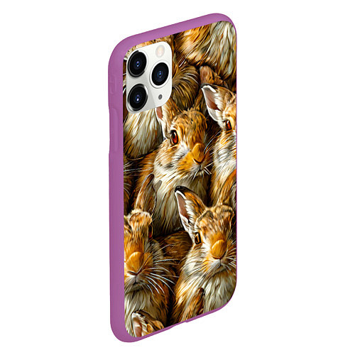 Чехол iPhone 11 Pro матовый Зайцы / 3D-Фиолетовый – фото 2