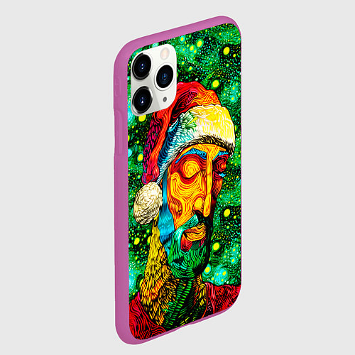 Чехол iPhone 11 Pro матовый Ded Moroz: pop-art-brut-nouveau pointillism / 3D-Фиолетовый – фото 2