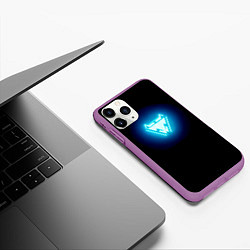 Чехол iPhone 11 Pro матовый Iron Man emblem, цвет: 3D-фиолетовый — фото 2