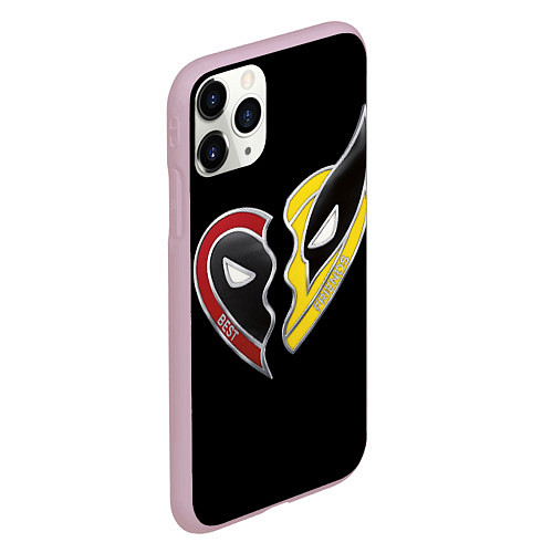 Чехол iPhone 11 Pro матовый Deadpool and Wolverine best friends / 3D-Розовый – фото 2