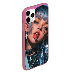 Чехол iPhone 11 Pro матовый Future samurai pink girl, цвет: 3D-малиновый — фото 2