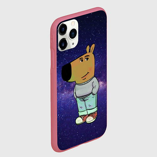 Чехол iPhone 11 Pro матовый Чиловый парень в космосе / 3D-Малиновый – фото 2