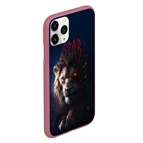 Чехол iPhone 11 Pro матовый The Lion King - Scar / 3D-Малиновый – фото 2