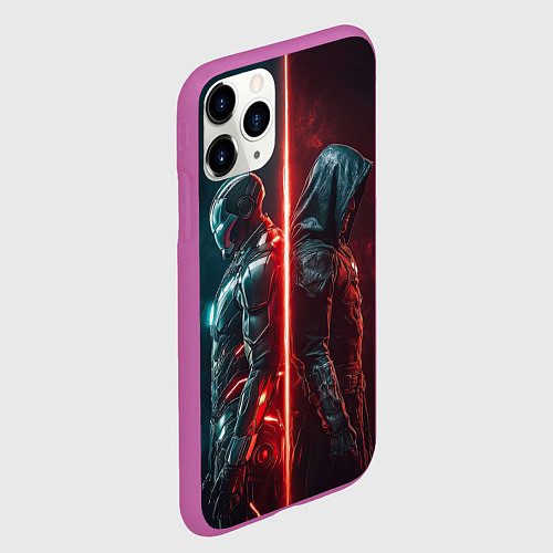 Чехол iPhone 11 Pro матовый Доктор Дум - Железный Человек / 3D-Фиолетовый – фото 2