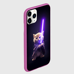 Чехол iPhone 11 Pro матовый Котик джедай, цвет: 3D-фиолетовый — фото 2