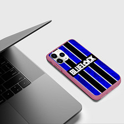 Чехол iPhone 11 Pro матовый Блюлок- синие полосы, цвет: 3D-малиновый — фото 2