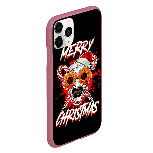 Чехол iPhone 11 Pro матовый Merry Christmas Terrifier / 3D-Малиновый – фото 2