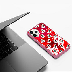 Чехол iPhone 11 Pro матовый Funny Santa clown Art in blood, цвет: 3D-малиновый — фото 2