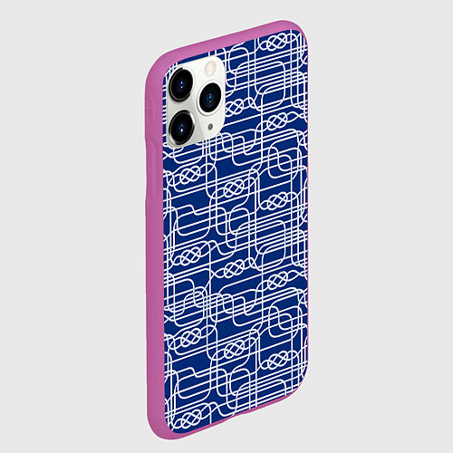 Чехол iPhone 11 Pro матовый Паттерн с узлами водопроводного лабиринта / 3D-Фиолетовый – фото 2