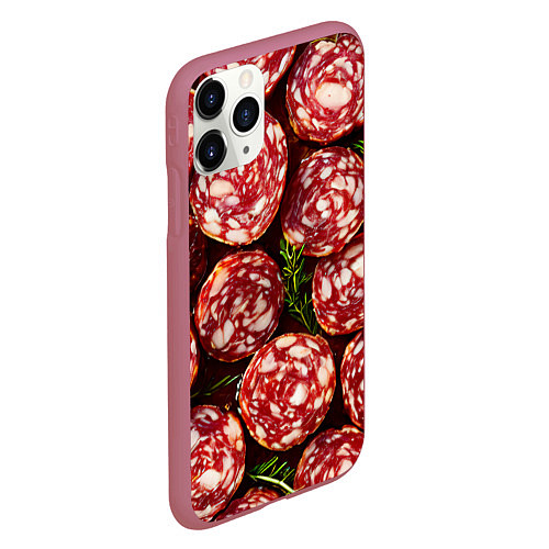 Чехол iPhone 11 Pro матовый Салями / 3D-Малиновый – фото 2