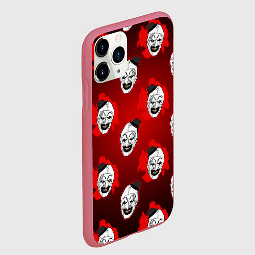 Чехол iPhone 11 Pro матовый Funny clown Art in blood / 3D-Малиновый – фото 2