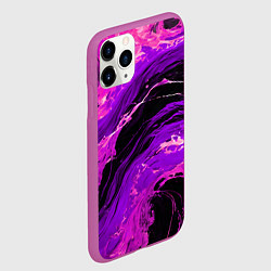 Чехол iPhone 11 Pro матовый Фиолетовые брызги на чёрном фоне, цвет: 3D-фиолетовый — фото 2