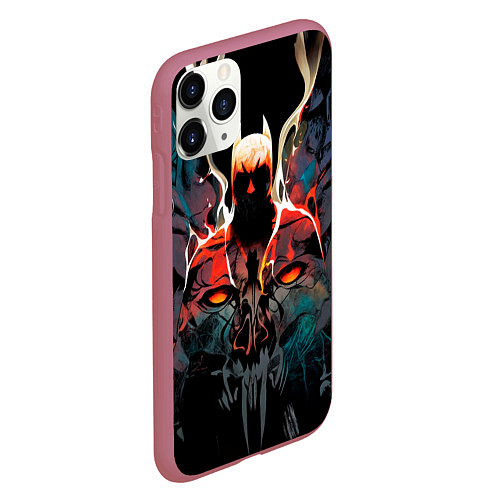 Чехол iPhone 11 Pro матовый Batman from hell / 3D-Малиновый – фото 2