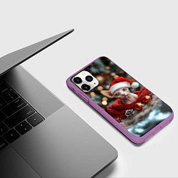 Чехол iPhone 11 Pro матовый Новогодний кот сфинкс, цвет: 3D-фиолетовый — фото 2