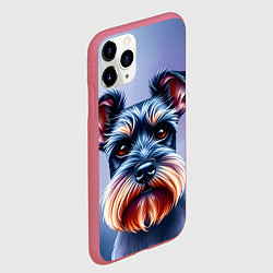 Чехол iPhone 11 Pro матовый Цвергшнауцер на синем фоне, цвет: 3D-малиновый — фото 2
