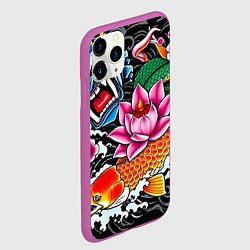 Чехол iPhone 11 Pro матовый Иредзуми татуировка, цвет: 3D-фиолетовый — фото 2